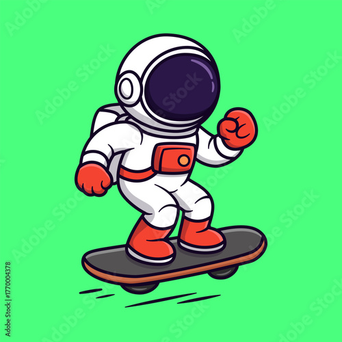 Astronaut Riding Hoverboard Illustration. Astronaut Icon Vector