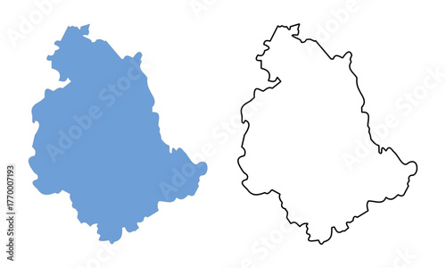 Umbria Region of Italy map vector illustration. Map with detailed outlines and blue silhouettes