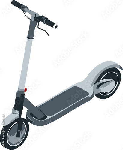 Low Poly 3D Foldable Electric Scooter Subject with Angular Deck, Visible Battery Pack and Folded Hinge in Three-Quarter Perspective