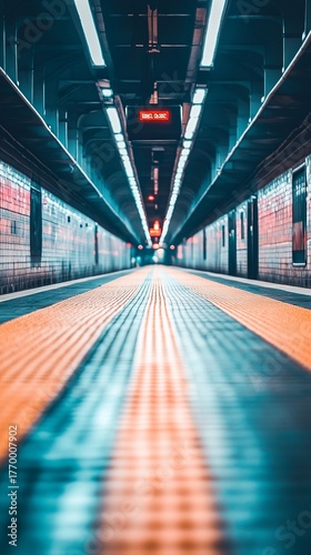 Urban subway tunnel perspective, vibrant colors