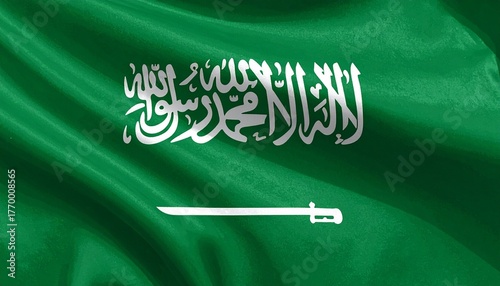 Saudi Arabia flag and Islamic symbolism.