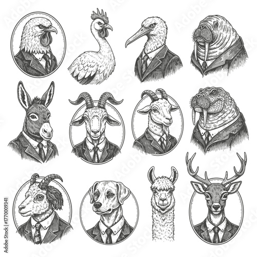 Anthropomorphic Animals in Suits - A Collection of Dressed-Up Creatures.
