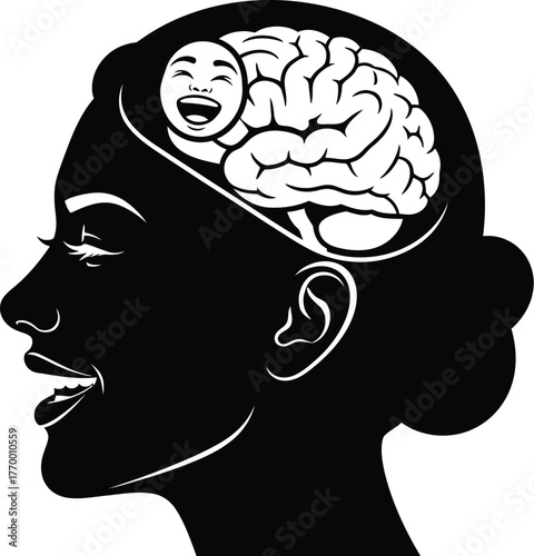 Understanding happiness concept woman brain positive emotions mindset