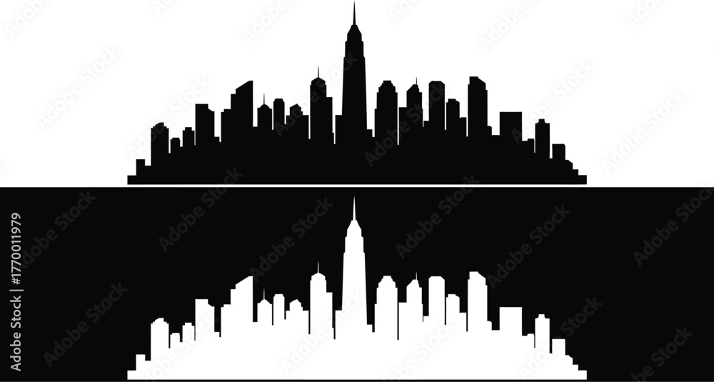 Fototapeta premium New york city skyline silhouette vector graphic design illustration