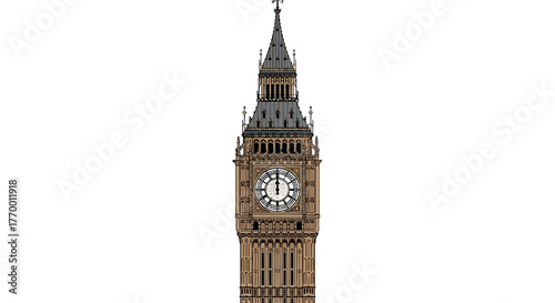 Clock tower known as big ben in london, iconic landmark suitable for travel, architecture, cityscape, england tourism concepts.