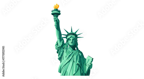 The Statue of Liberty, a colossal neoclassical sculpture on Liberty Island in New York Harbor.