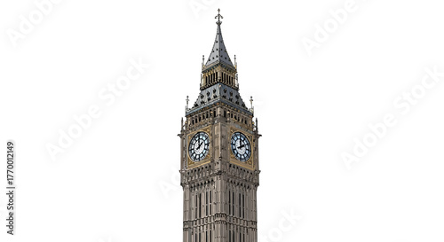 Detailed view of the iconic Elizabeth Tower, commonly known as Big Ben, in London.