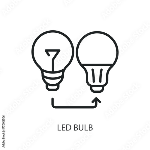 Led bulb thin line icons. Original vector illustration.