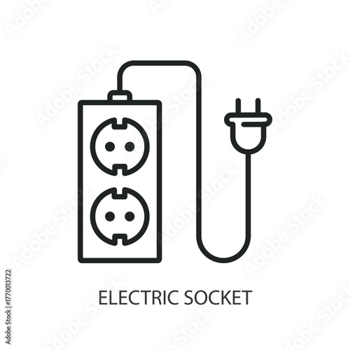 Electric socket thin line icons. Original vector illustration.