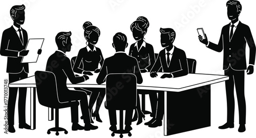 Business meeting illustration teamwork collaboration and discussion art