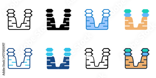 Trench icon set multiple style collection 
