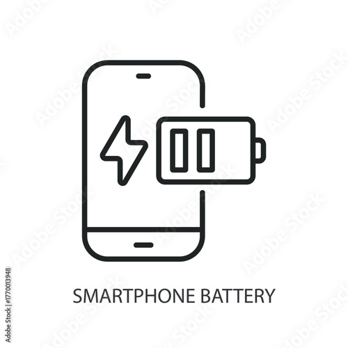 Smartphone battery thin line icons. Original vector illustration.