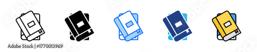 Library Stack Icon Set Multiple Style Collection
