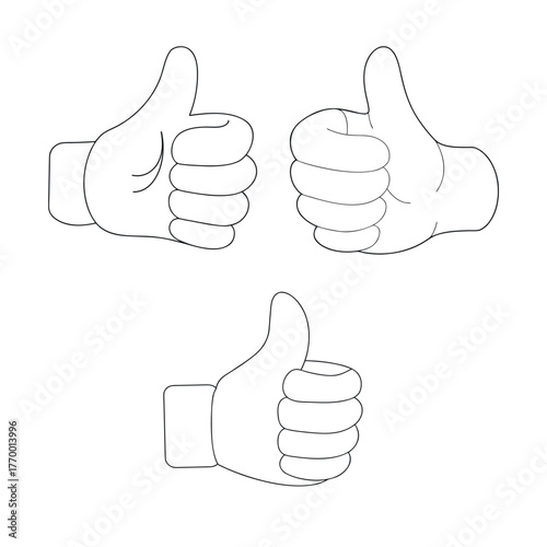 Positive thumbs up gesture symbol of success and agreement concept illustration or vector icon