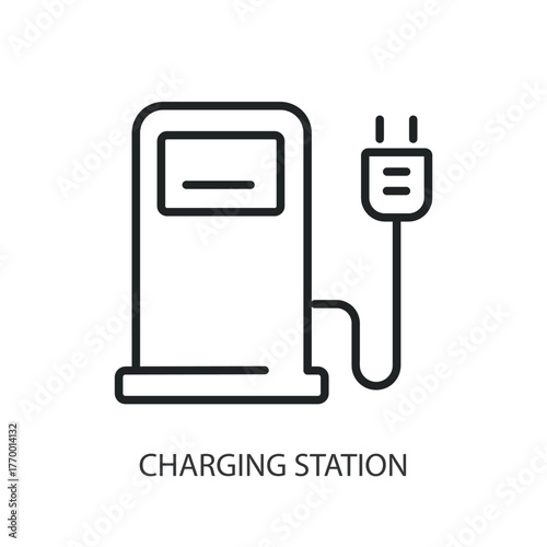 Charging station thin line icons. Original vector illustration.