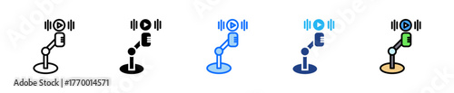 Podcast Mic Icon Set Multiple Style Collection