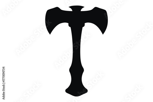 Thor hammer silhouette vector, thunder hammer icon, hammer silhouette