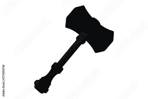 Thor hammer silhouette vector, thunder hammer icon, hammer silhouette