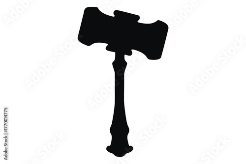 Thor hammer silhouette vector, thunder hammer icon, hammer silhouette