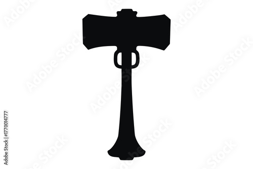 Thor hammer silhouette vector, thunder hammer icon, hammer silhouette
