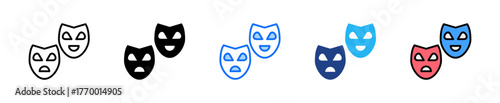 Drama Mask Icon Set Multiple Style Collection