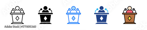 Debate Stage Icon Set Multiple Style Collection