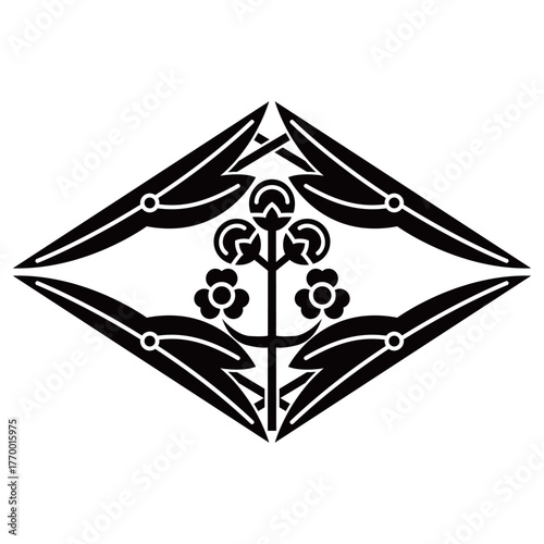 家紋です。四つ長門家沢瀉菱といいます。