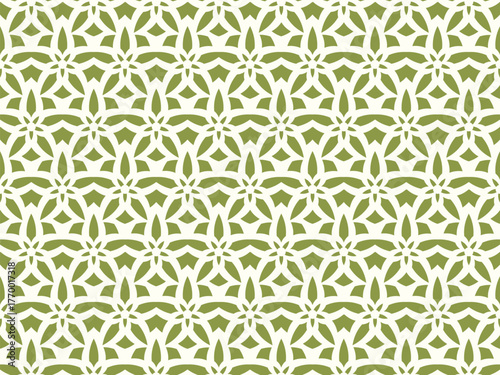 Abstract Seamless Vector Pattern With Green Leaves on Background Organic Style Decorative Art