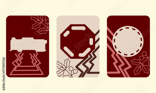 Minimalist Christmas Gift Tag Set Red and Beige