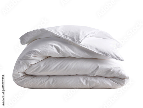 Folded white duvet insert, softly lit on black