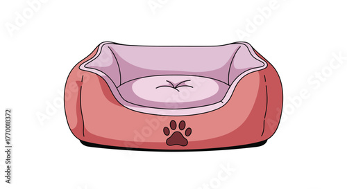 A cozy pink pet bed with a brown paw print design, providing comfort and a soft resting spot for small animals.