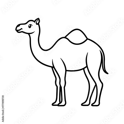 Simple outline drawing of a camel standing profile view