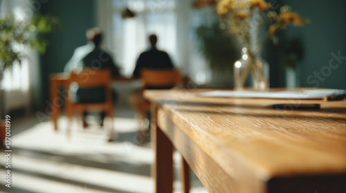 Confidential Notarial Consultation at Wooden Table with Natural Light
