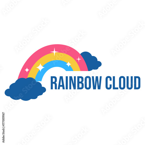 rainbow cloud flat minimalist logo design
