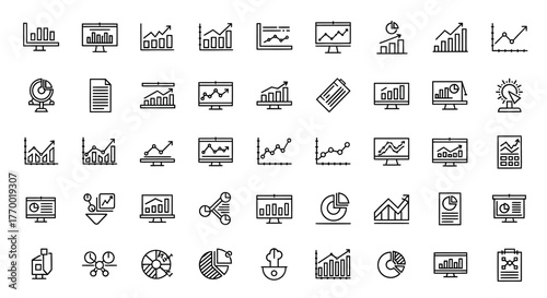 Collection of Business and Finance Icons Representing Growth and Data Analysis 1. EPS Editable