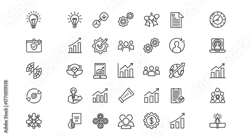 Collection of Business and Technology Icons for Digital Marketing and Innovation. EPS Editable