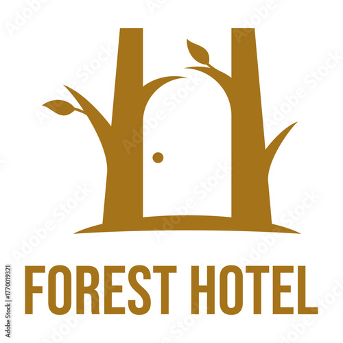 forest hotel flat minimalist logo design