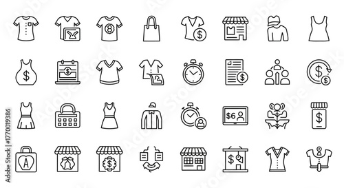 Collection of Fashion and Business Icons for Retail and Ecommerce. EPS Editable