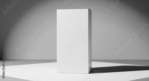 White Blank Product Box Mockup Display on White Background with Shadow and Light
