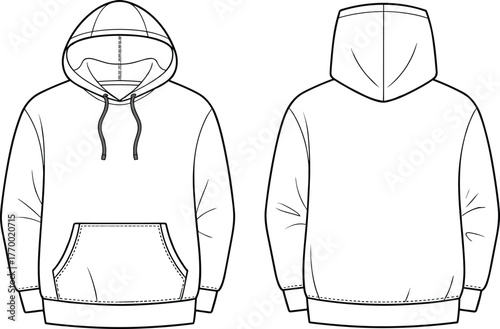 Womens Fashion Jumpsuit V-Neck Technical Flat Sketch Vector Template Outline Long Sleeve Apparel Design.