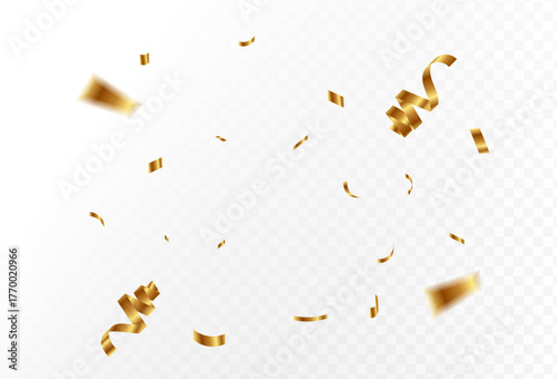 Golden Confetti Burst Celebration Sparkle with Floating Metallic Elements