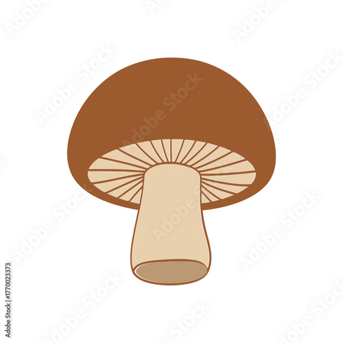 Brown mushroom silhouette isolated on white background