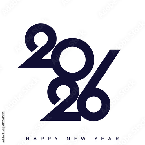 Modern creative Happy New Year 2026 abstract typography logo. Vector
