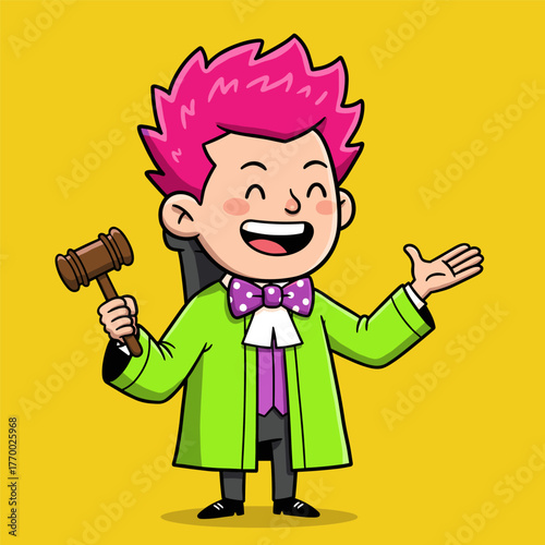 A funny cartoon vector illustration of a smiling man character with a microphone or a gun is a popular drawing