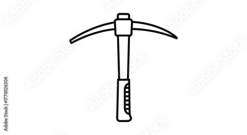 Simple outline drawing of a pickaxe tool used for digging and mining in a silhouette style