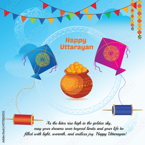 happy uttarayan social media poster makar sankranti kite festival 