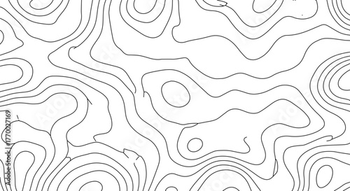 Topographic Map Lines Showing Elevation Contours and Terrain with Black Lines on White Background for Geographical Illustration