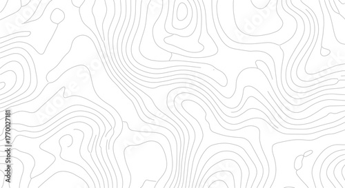 Abstract Topographic Contour Map Design with Fine Lines for Cartography and Geography Concepts