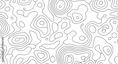 Abstract Topographic Map Black and White Contour Lines Geography Topography Texture Background Earth Land Elevation Cartography Vector Illustration