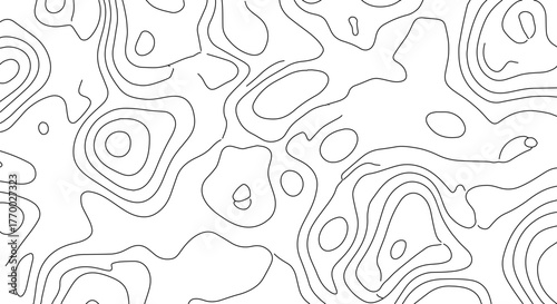 Contour Lines Topographic Map Illustration in Black and White Topography and Elevation Graphic Resource